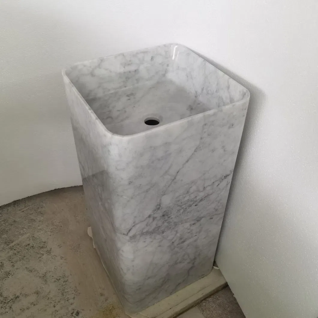 New Bianco Carrara White Marble Basin Sink Polished Honed