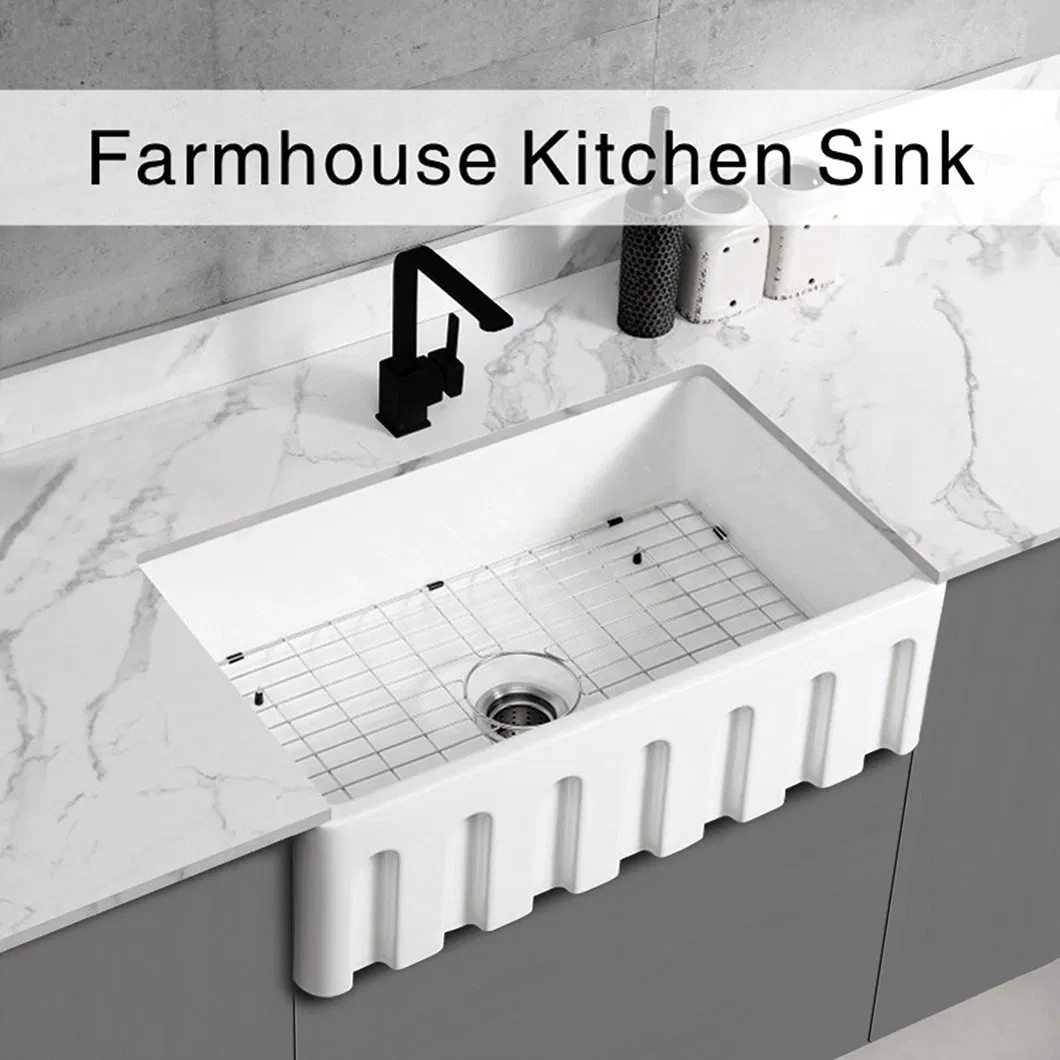 New Design Apron Kitchen Sink, Fireclay Ceramic Sanitary Wares Wash Basin