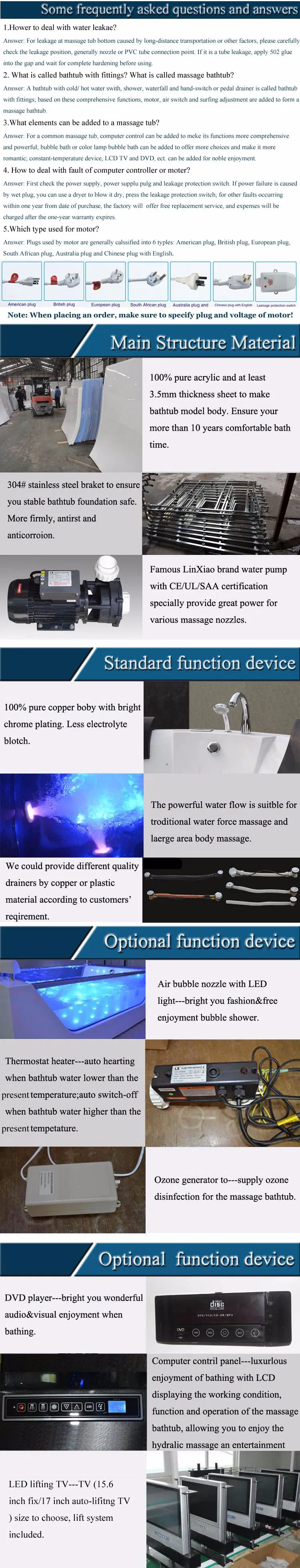 Philippines Modern Popular Style Air Jet Whirlpool Jacuzzi Bathtub