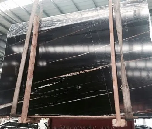 Polished Marquina Tunisia Laurent Stone Floor Tiles Noir Black Marble