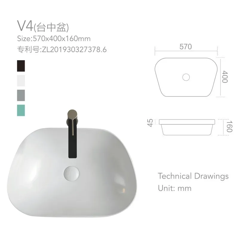 Popular Chaozhou Single Hole Sink Bathroom Ceramic Artistic Dining Room Hand Wash Basin Price