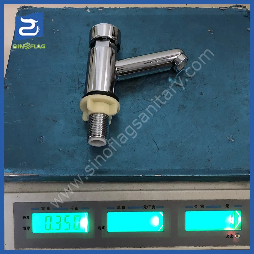 Public Chrome Plated Time Delay Push Button Self Closing Tap Water Faucet