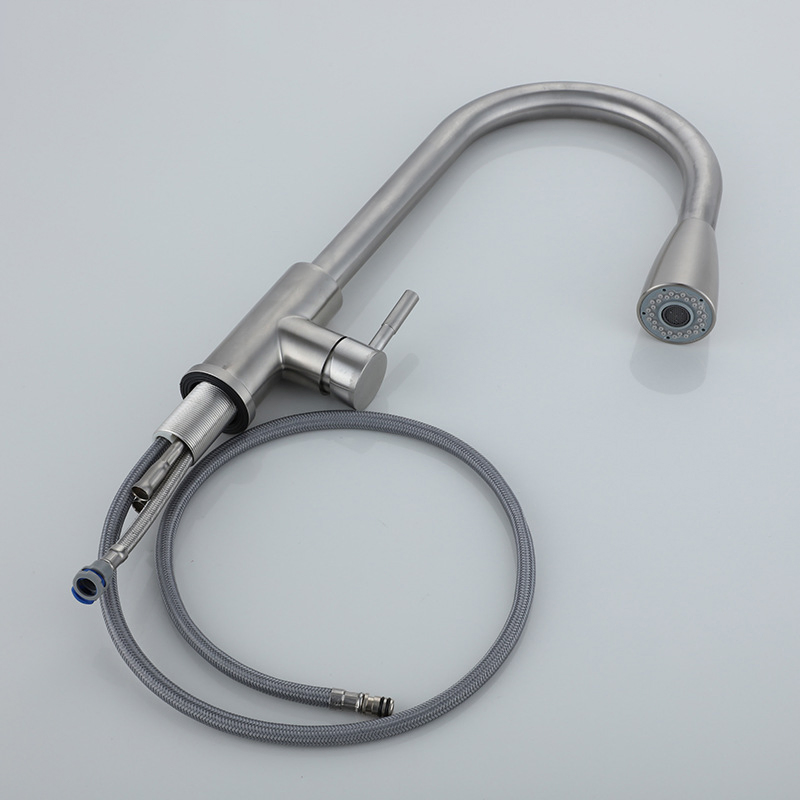 Pull out Kitchen Mixer Faucet Nickel Brushed