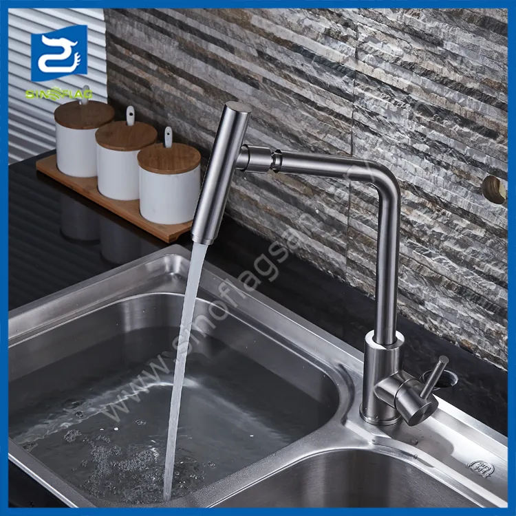 Rotatable 304 Stainless Steel Lead-Free Kitchen Mixer Sink Faucet
