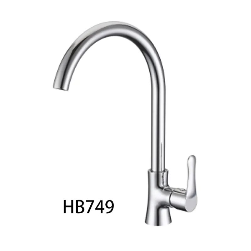 Round Brass Chrome Kitchen Sink Mixer Tap