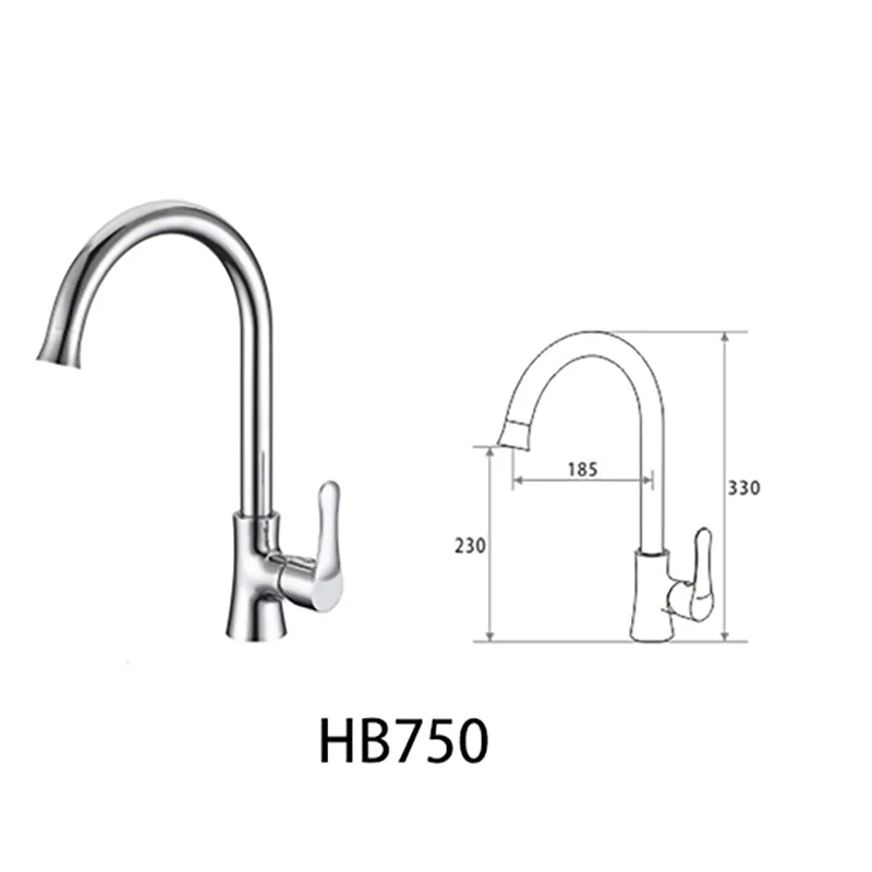 Round Brass Chrome Kitchen Sink Mixer Tap