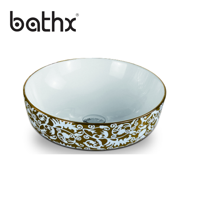 Sanitary Ware Bathroom Wc Ceramic Washing Basin Gold Art Sink