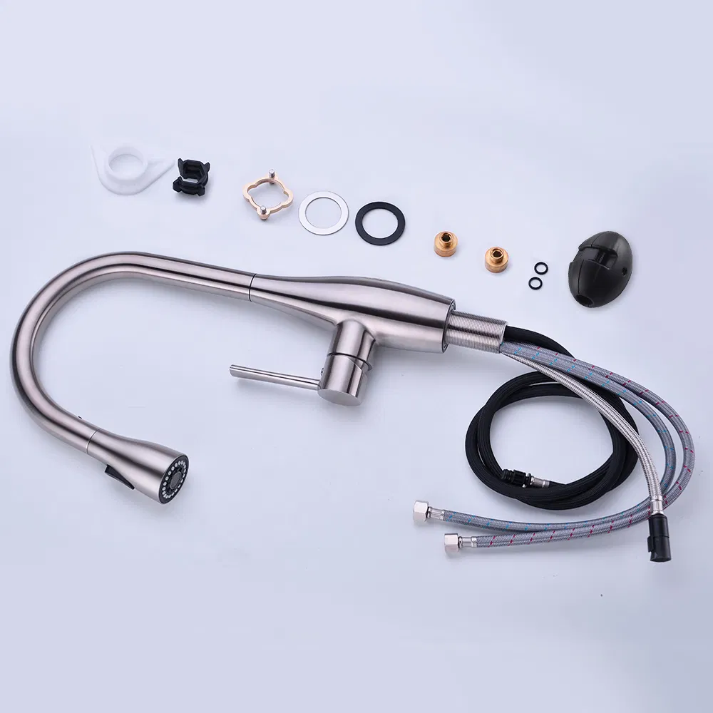 Single Handle Pull out Kitchen Faucet in Stainless Steel (40108)