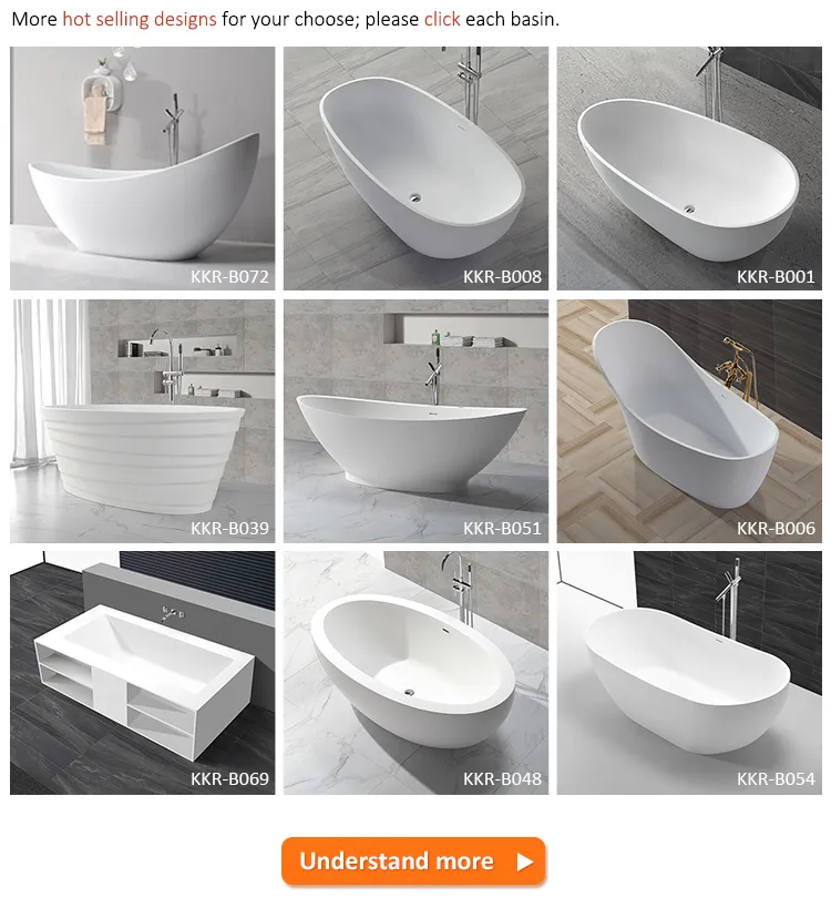 Soaking Shower Room Bathtubs Solid Surface Smooth Bottom Bathtub Tub