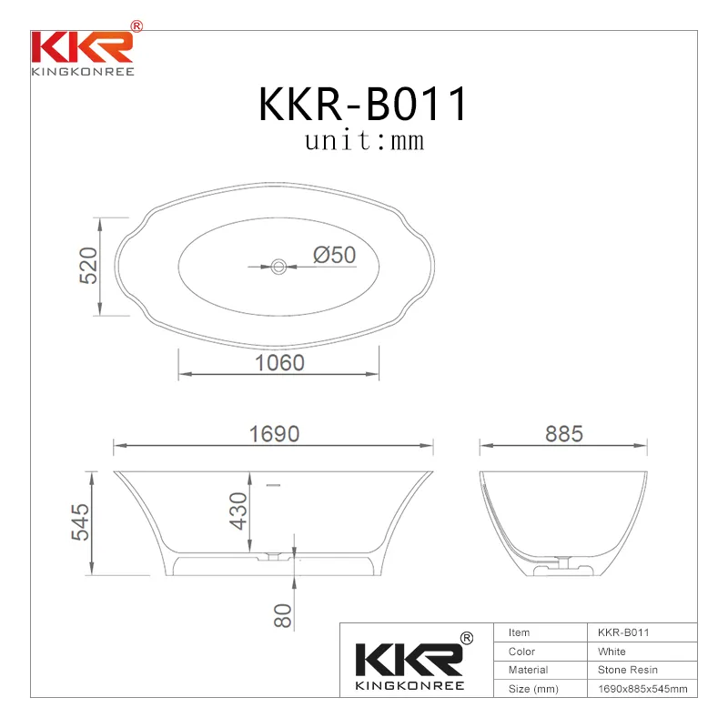 Soaking Shower Room Bathtubs Solid Surface Smooth Bottom Bathtub Tub