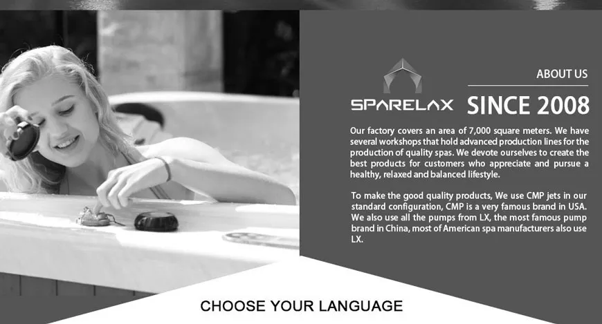 Sparelax Luxury Outdoor Balboa Control Acrylic SPA Jacuzzi Hot Tub Whirlpool 2A12