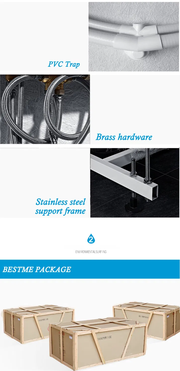 Square Bathroom Sanitary Ware Acrylic Massage Bathtub (Bt-A1120)