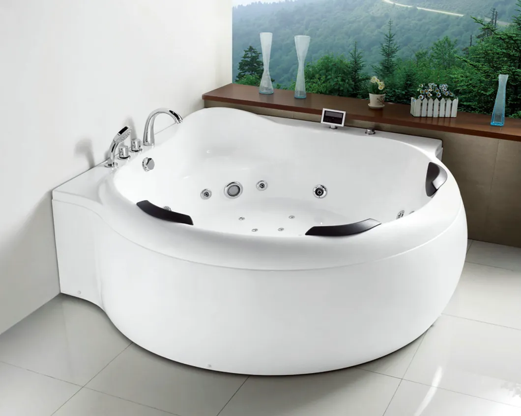 Three Person Conner Round Jacuzzi Bathtub with Sanitary Ware Waterproof TV SPA