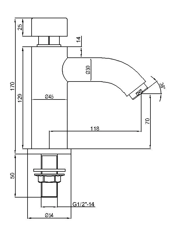 Time Delay Chrome Plated Copper Water Tap