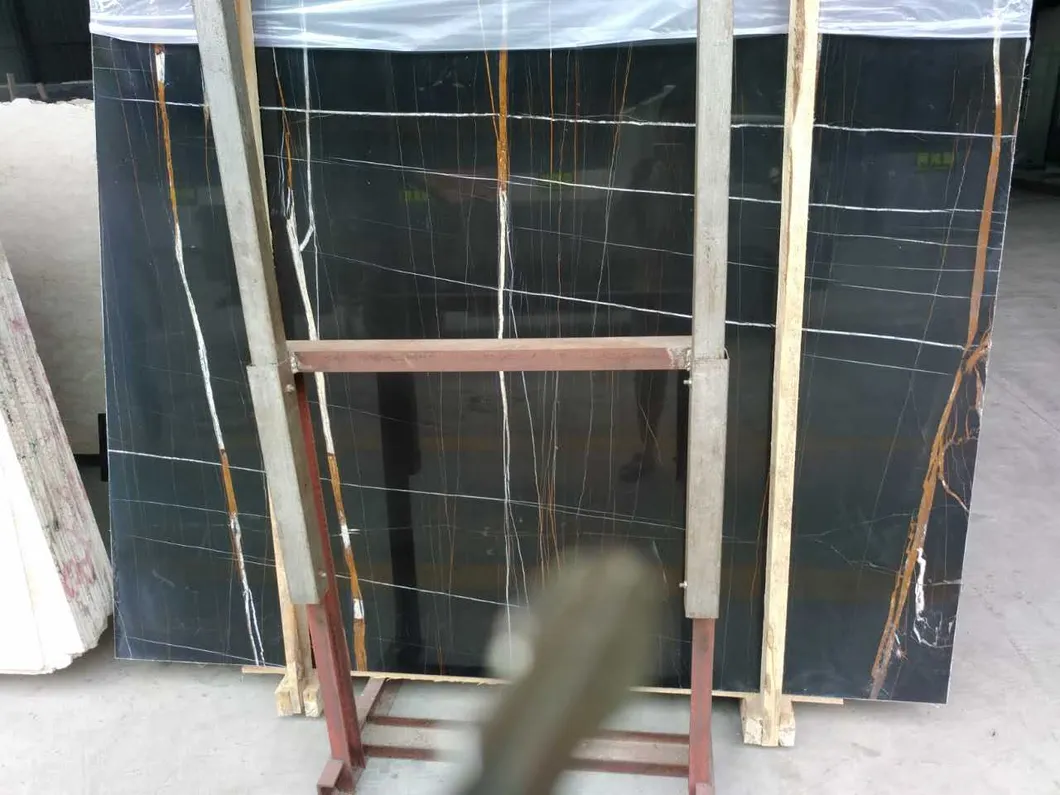 Tunisia Saint Laurent Black Sahara Noir Marble Stone Slabs/Tiles Table