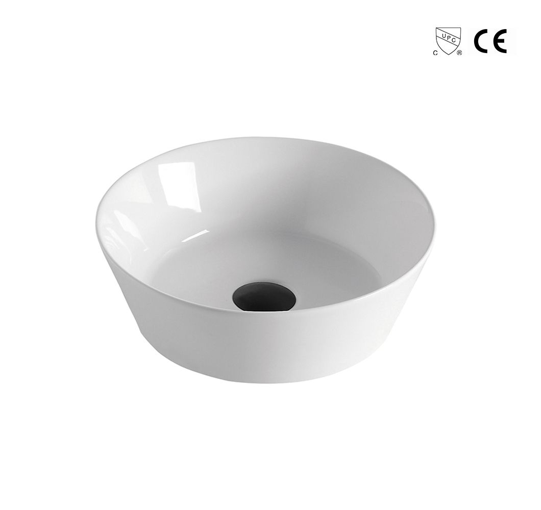Vessel Sink Round Modern Above Counter White Porcelain Ceramic Bathroom Vessel Vanity Sink Art Basin
