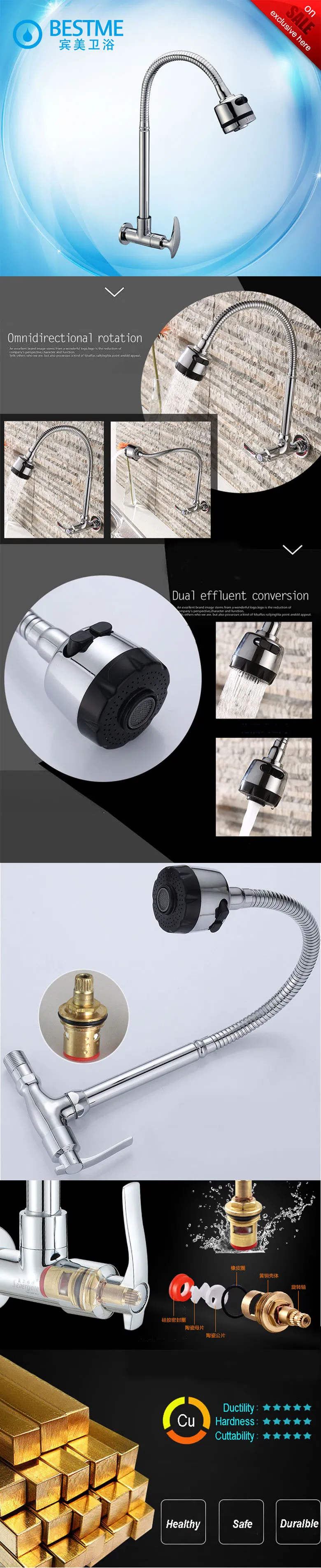 Walled Hanged Faucet From Factory Direct Single Cold Water Copper Kitchen Tap Bn-0317