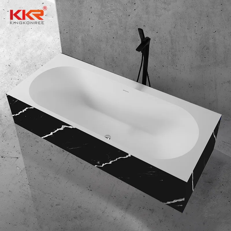 Wholesale Luxury Dark Marble Freestanding Square Solid Stone Bathtub Kkr-B107