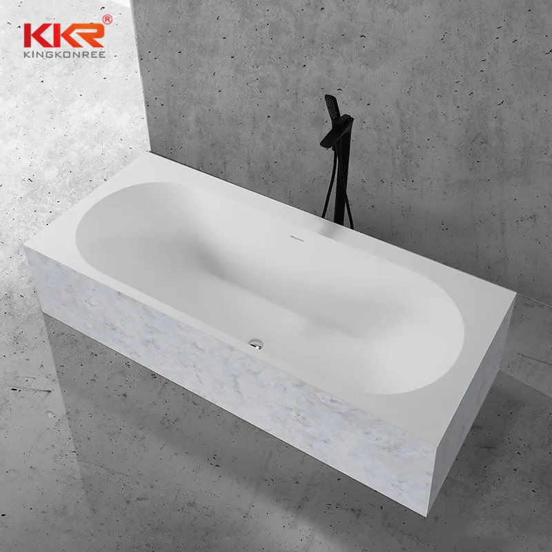 Wholesale Luxury Dark Marble Freestanding Square Solid Stone Bathtub Kkr-B107