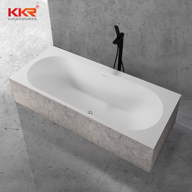 Wholesale Luxury Dark Marble Freestanding Square Solid Stone Bathtub Kkr-B107