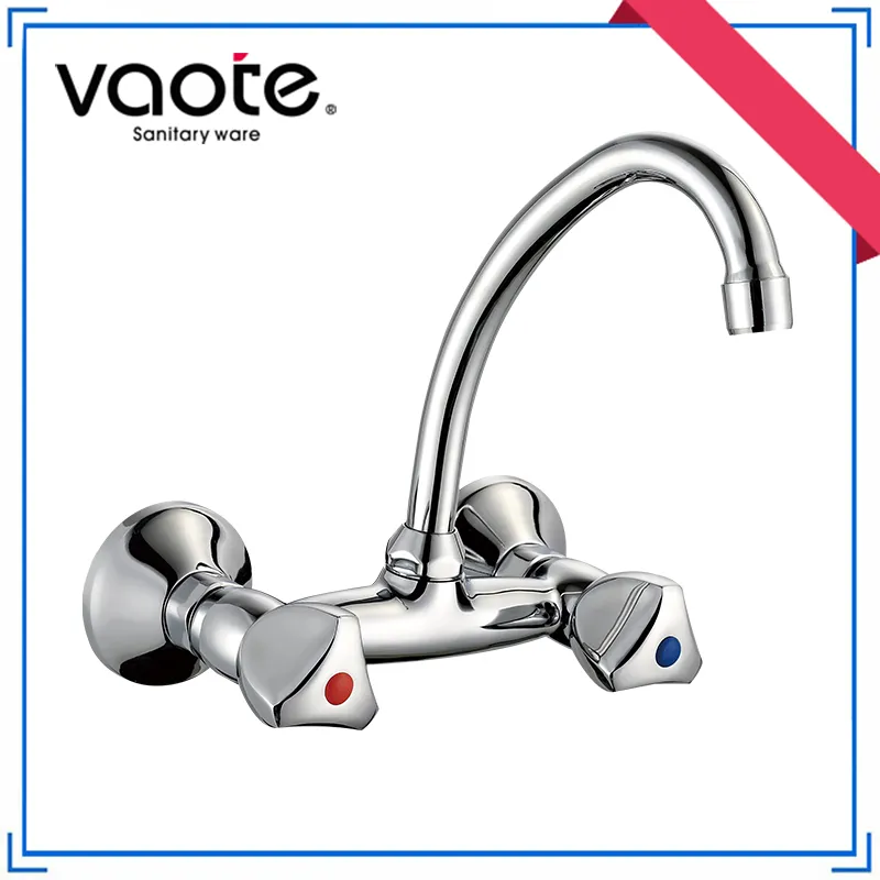 Zinc Body Double Handle Wall Mounted Sink Mixer/Faucet (VT 61802)